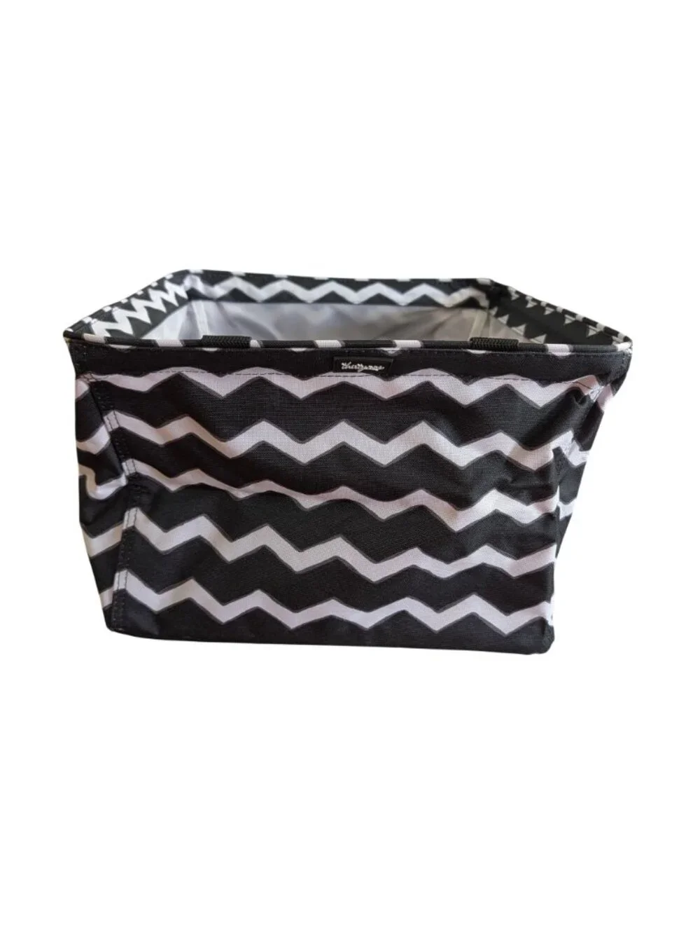 Thirty-One Square Utility Tote Black Chevron Durable Storage Bag
